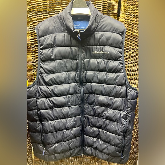 Eddie Bauer- Mens Puffer‎ Blue Full Zip Vest-XXL